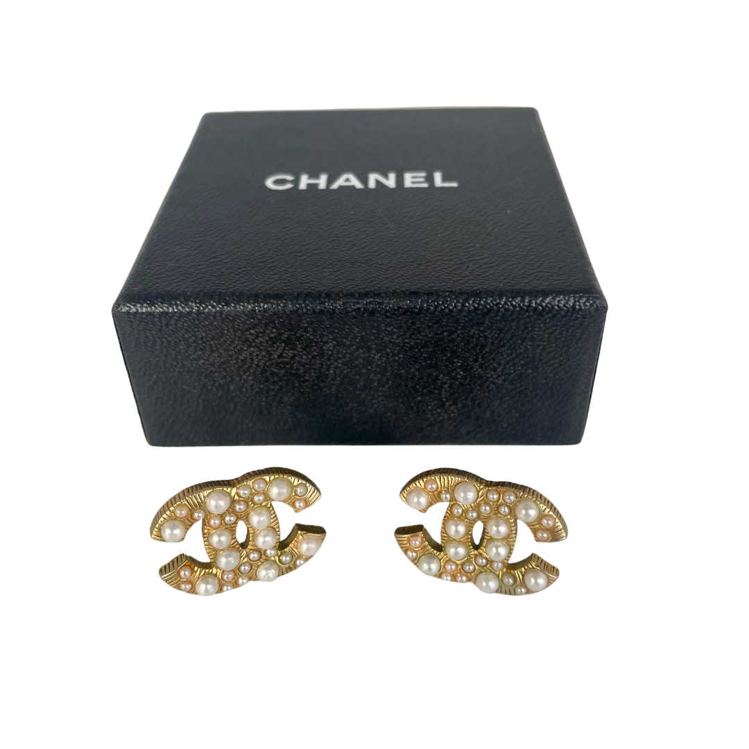 A Pair of Chanel CC Faux Pearl Stud Earrings