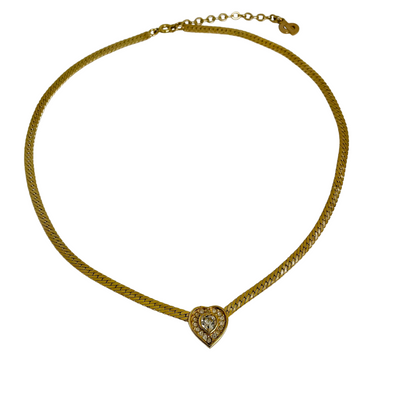 A Vintage Christian Dior Crystal Heart Necklace