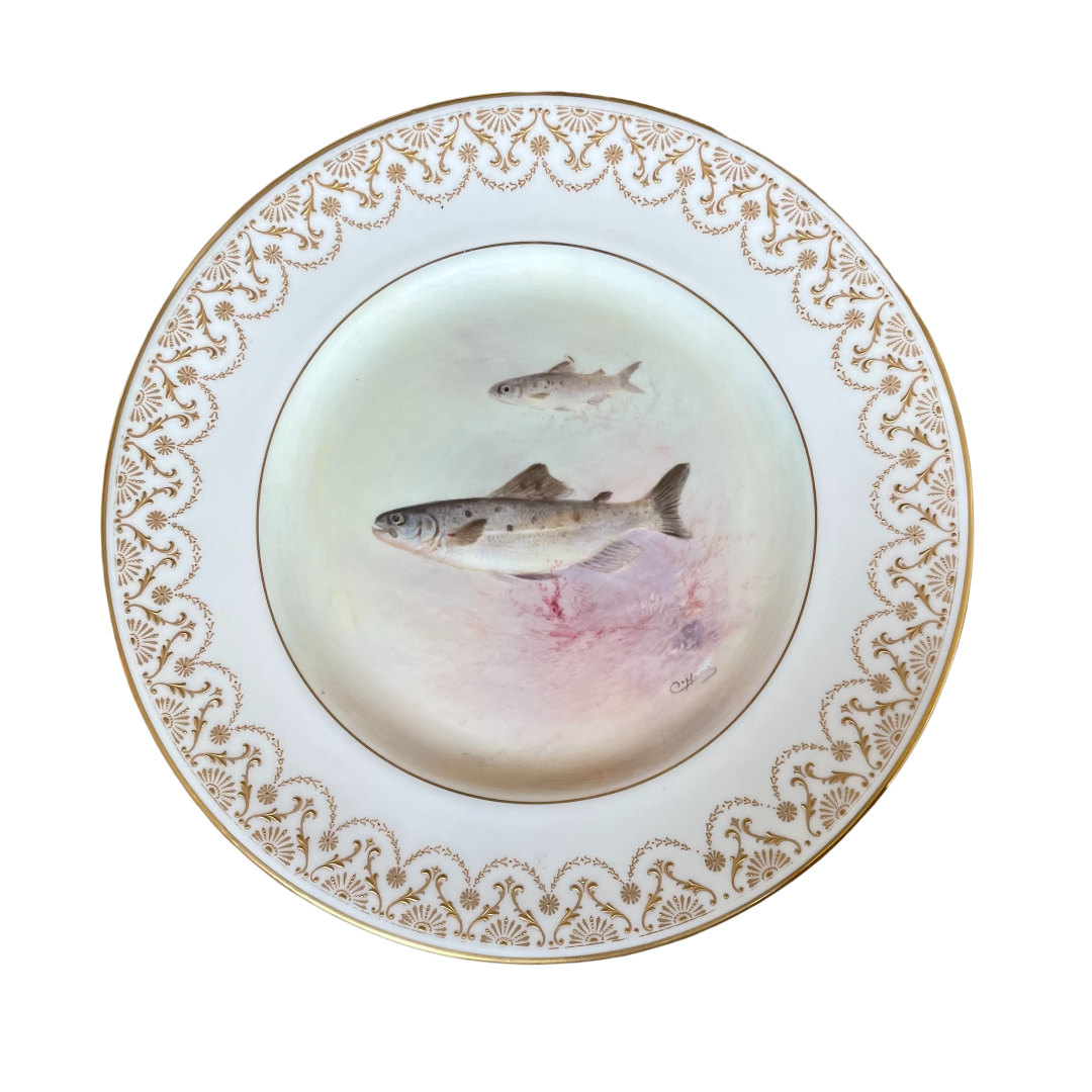 An Antique Royal Doulton Salmon Plate for Tiffany & Co.