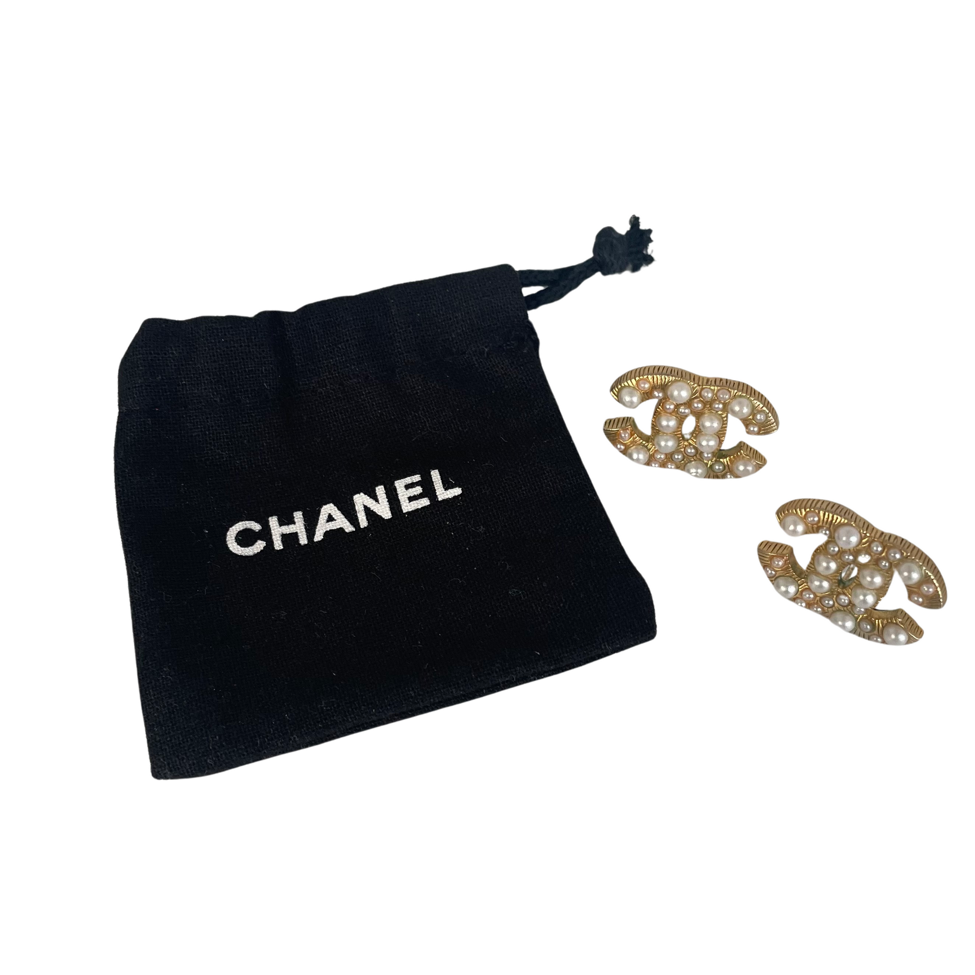 A Pair of Chanel CC Faux Pearl Stud Earrings