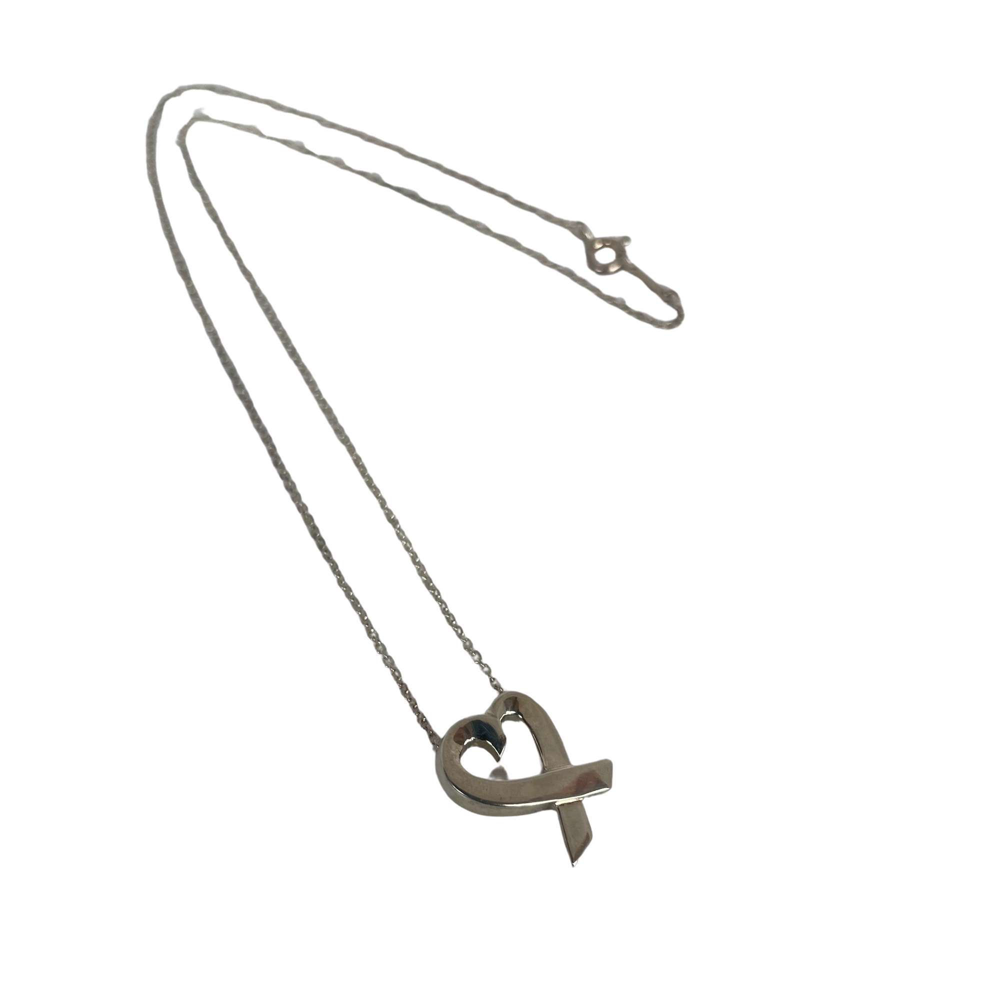 A Vintage Tiffany & Co Paloma Picasso Loving Heart Silver Pendant Necklace