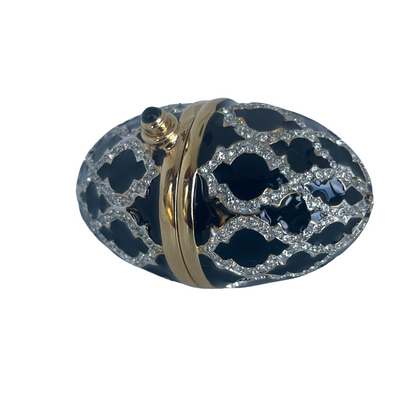 A vintage Fabergé style Enamelled Egg, Black Trellis