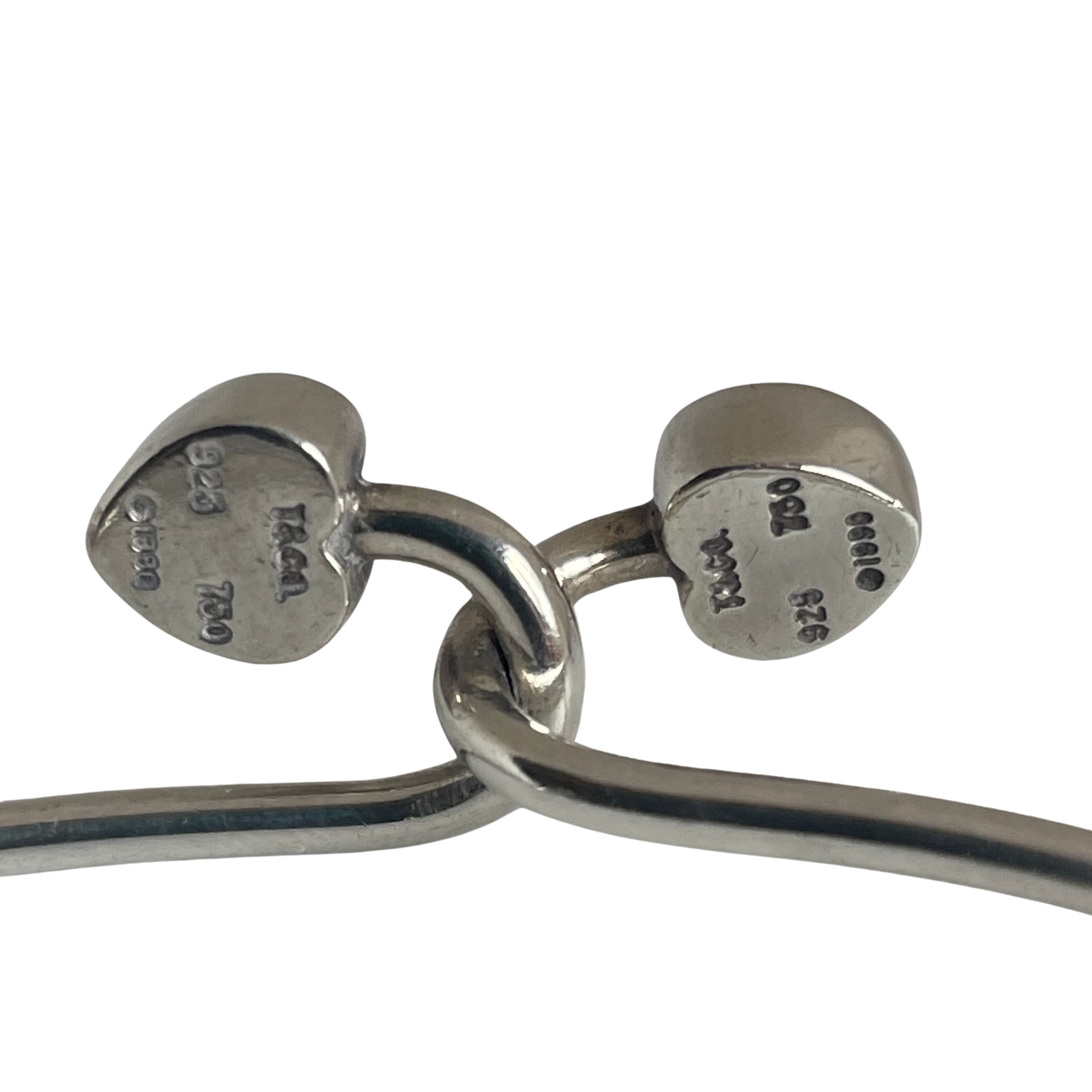 A Vintage Tiffany & Co Sterling Silver 18k Yellow Gold Accent Double Heart Hook Bracelet