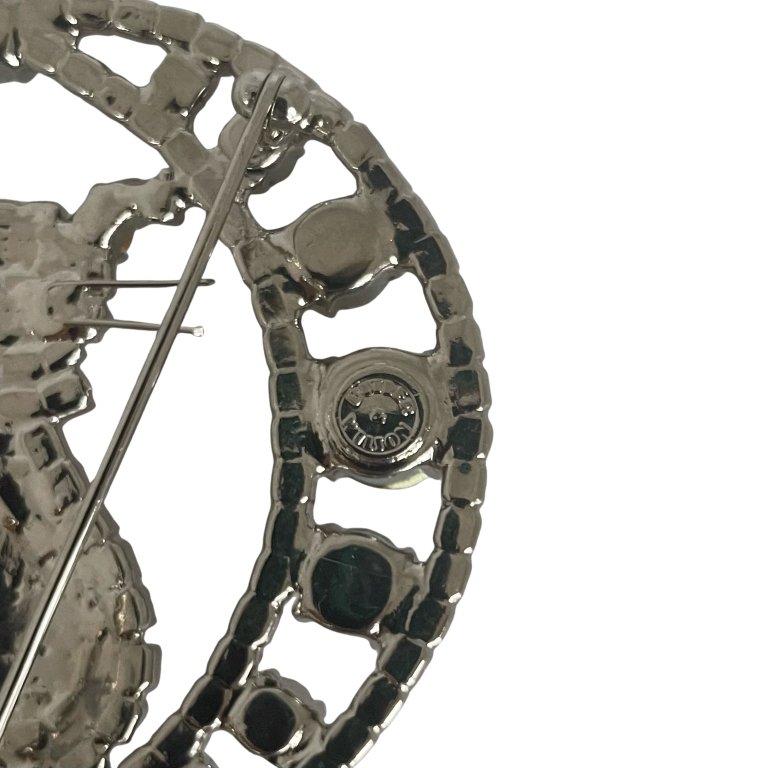 A Vintage Butler & Wilson Cat on Crescent Moon with Dangles Large Brooch