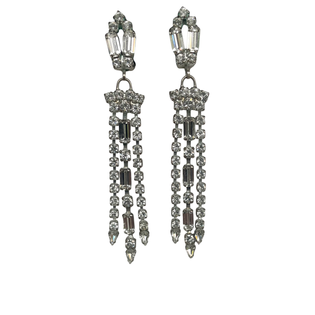 A Pair of Vintage Agatha Paris Drop Crystal Clip On Earrings