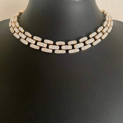 Vintage Gold-Plated Collar Crystal Necklace, 1990s