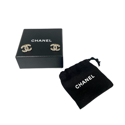 A Pair of Chanel CC Pearl Stud Earrings