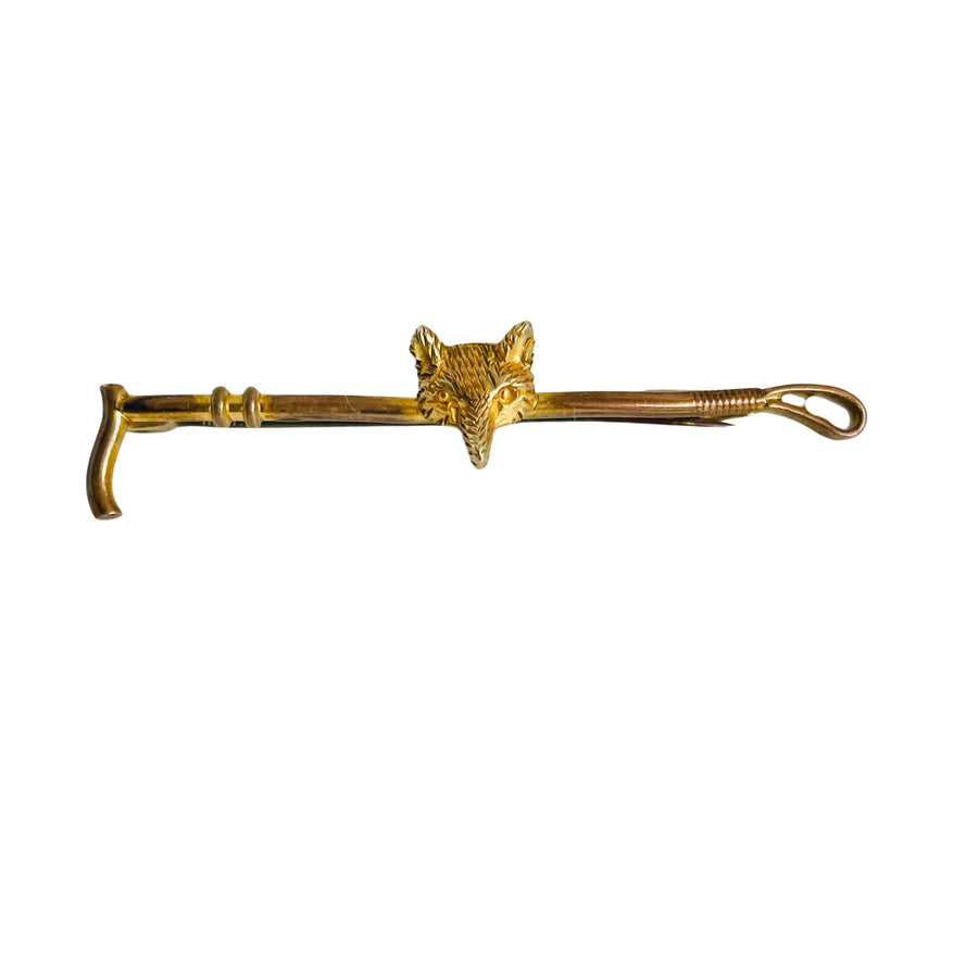 An Antique Fox and Riding Crop Stock Pin