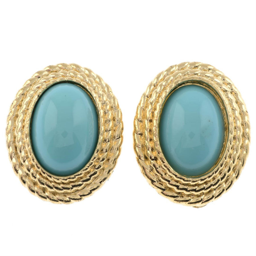 A pair of Vintage Christian Dior Faux Turquoise Clip On Earrings