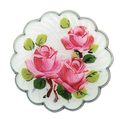 Vintage Arne Nordlie Mid-Century Sterling Silver and Guilloché Enamel Rose Brooch