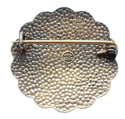 Vintage Arne Nordlie Mid-Century Sterling Silver and Guilloché Enamel Rose Brooch