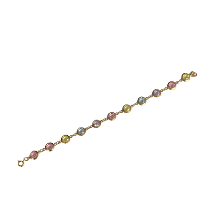 Vintage Avon Pastel Crystal Link Gold-tone Bracelet, 1980s