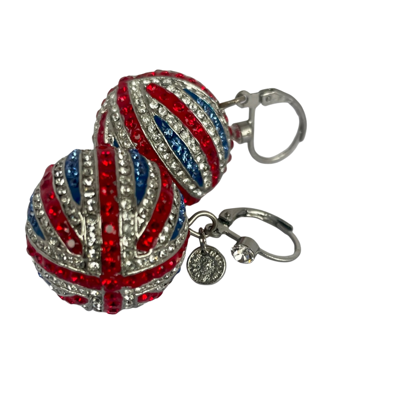 Butler & Wilson Union Jack Crystal Ball Drop Earrings