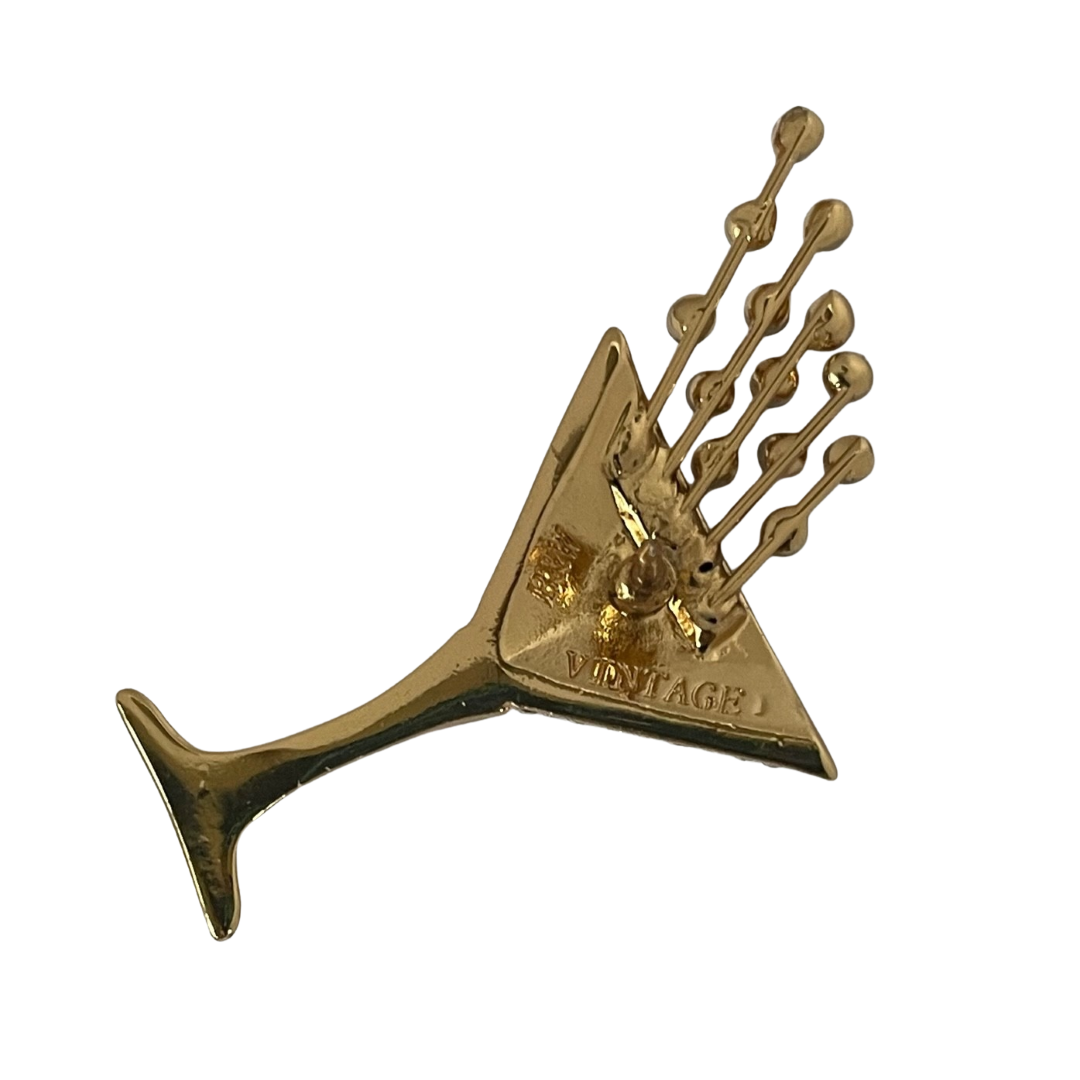 Vintage Butler & Wilson Small Gold-Tone Cocktail Glass Brooch