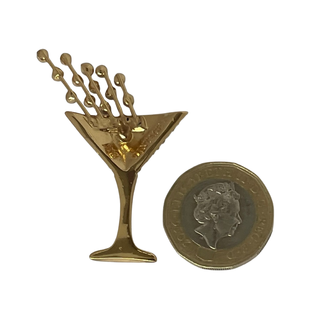 Vintage Butler & Wilson Small Gold-Tone Cocktail Glass Brooch