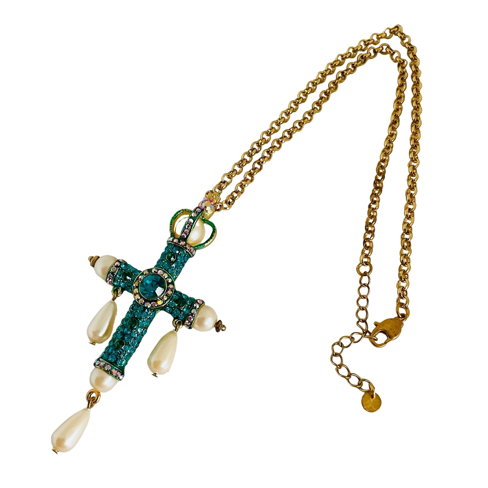 A Butler & Wilson Crown and Cross Pendant Necklace