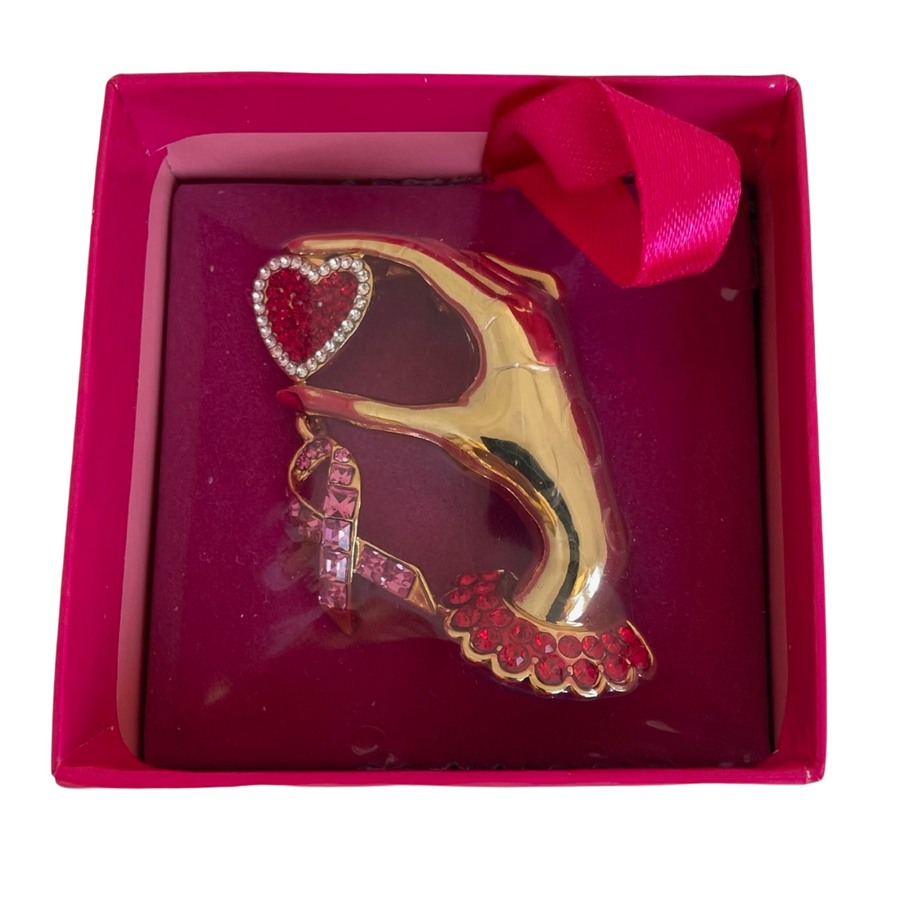 A Butler & Wilson Vintage Hand Holding Crystal Pink Ribbon Brooch
