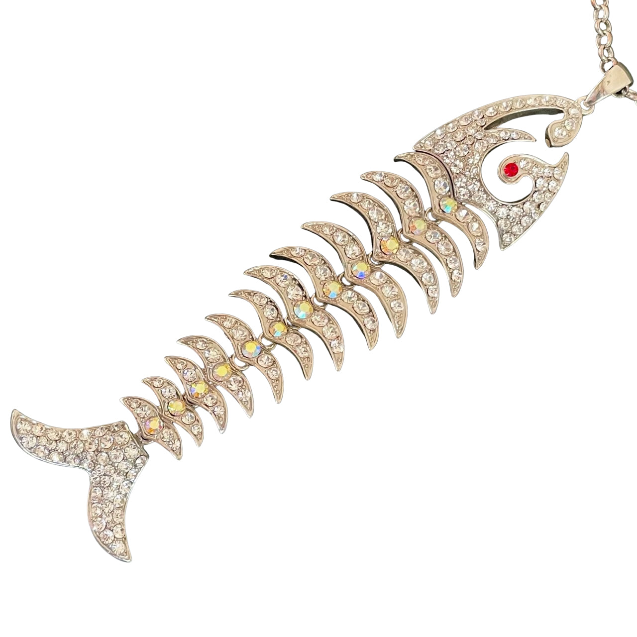 Vintage Butler & Wilson Articulated Fish Skeleton Statement Long Necklace