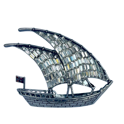 Vintage Butler & Wilson Silver-Tone Sail Boat Brooch