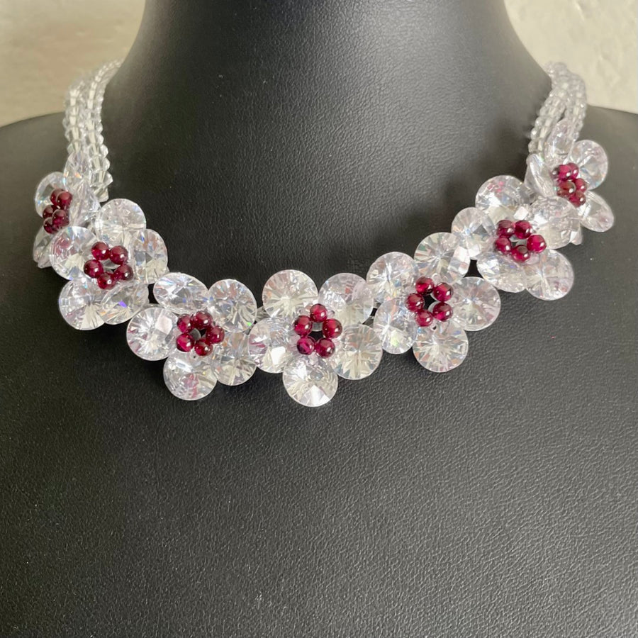 A Vintage Butler & Wilson Floral Crystal Necklace