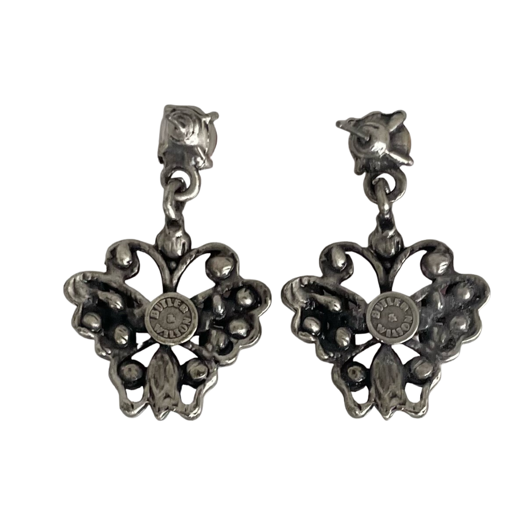 Vintage Butler & Wilson Pink Drop Butterfly Earrings for Pierced Ears