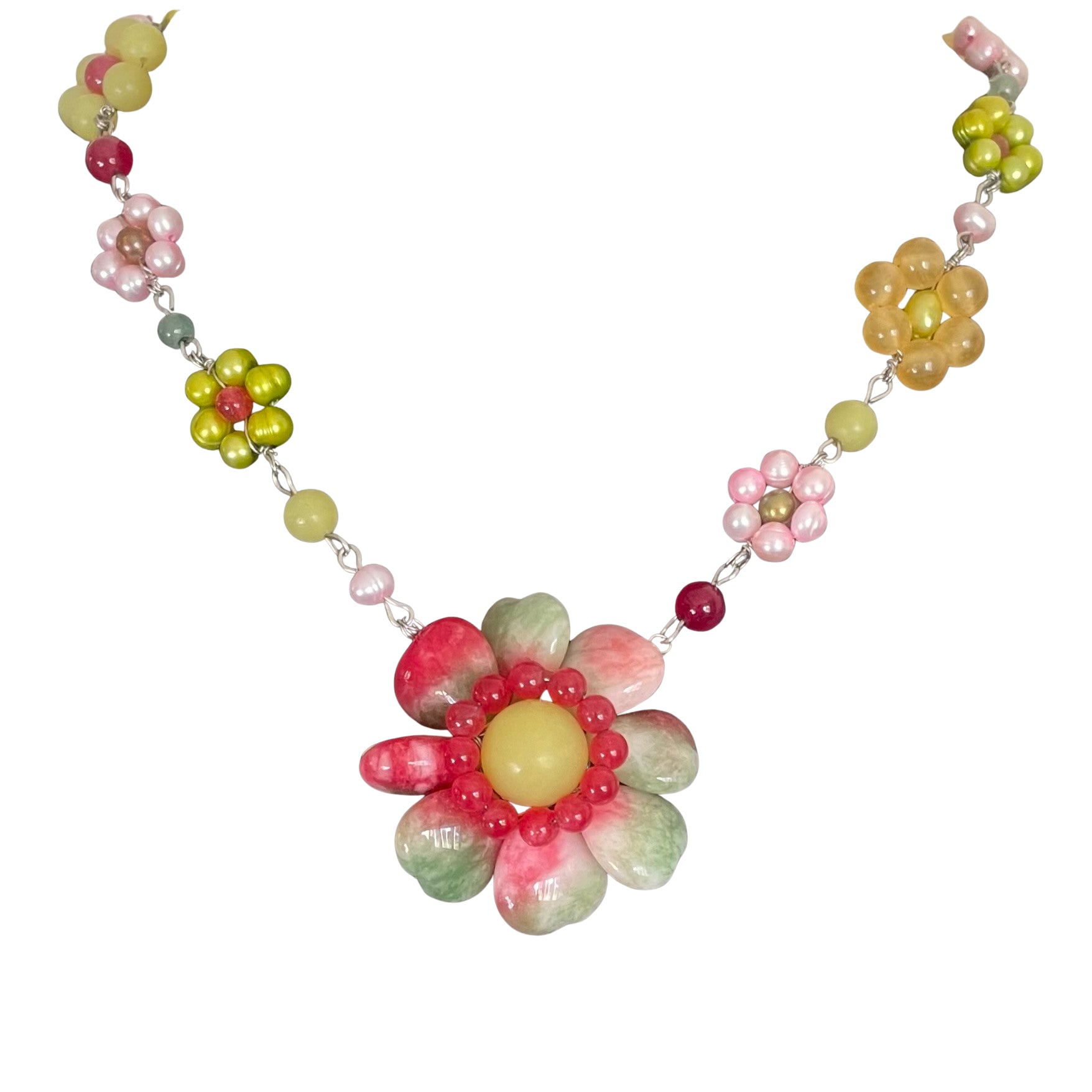Vintage Butler & Wilson Floral Necklace with Semi-Precious Stones
