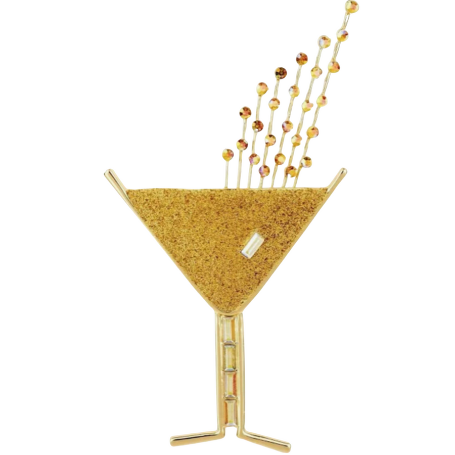 Butler & Wilson Golden Cocktail Glass Brooch, 50th Anniversary Edition, Sealed in Original Box