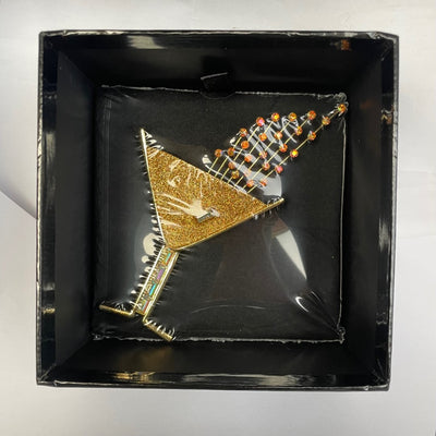 Butler & Wilson Golden Cocktail Glass Brooch, 50th Anniversary Edition, Sealed in Original Box