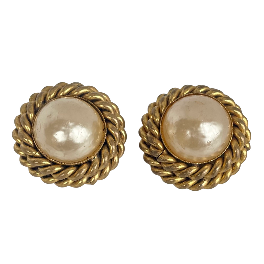A Vintage Pair of Butler & Wilson Pearl Rope Twist Clip Earrings, 1980s