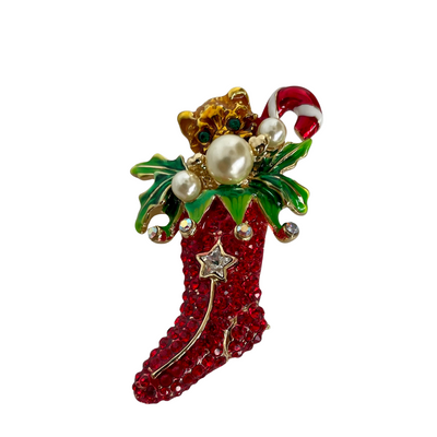 Butler & Wilson Kitten in Stocking Brooch