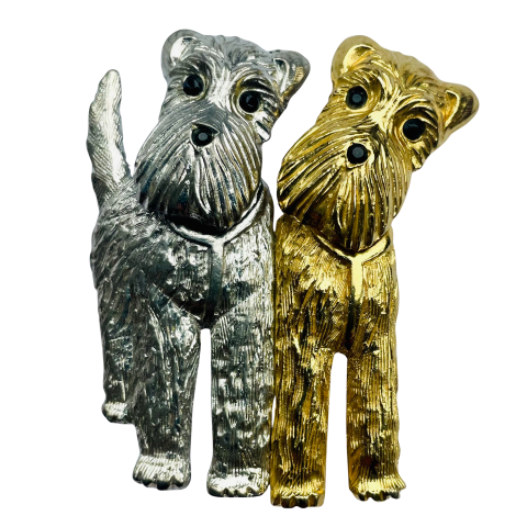 Rare, Vintage Butler & Wilson Nodding Dogs Brooch