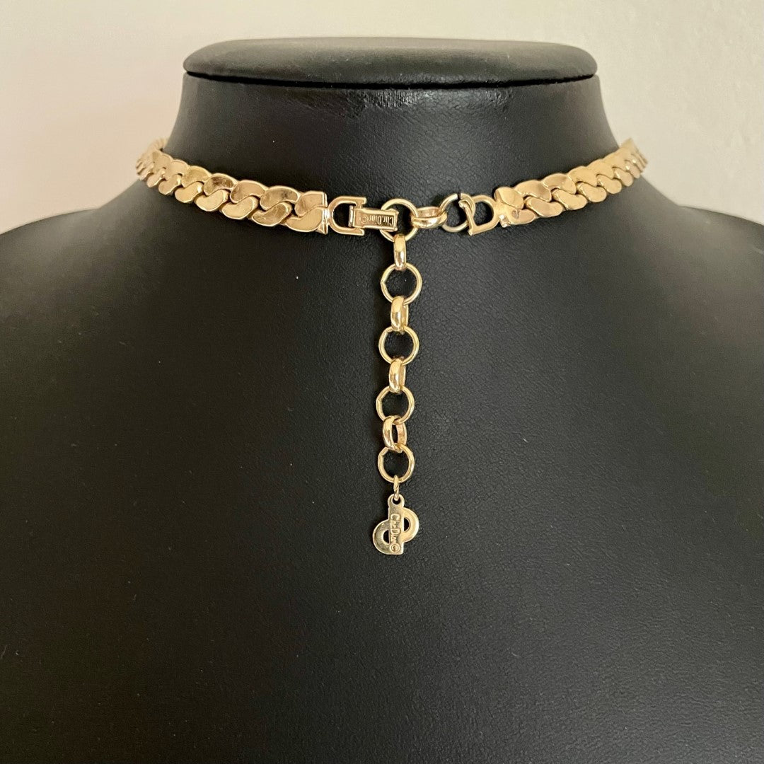 Vintage Christian Dior Art Deco Style Necklace and Earring Set, 1970s