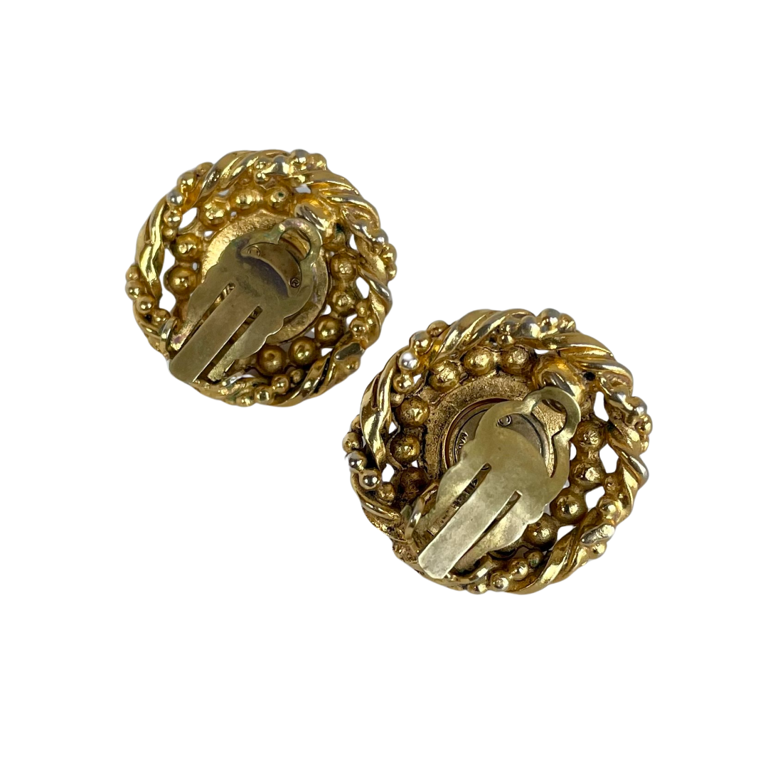 A Pair of Vintage Chanel Faux Pearl Clip Earrings