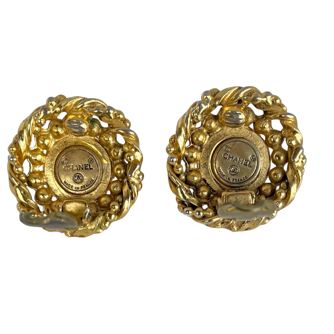 A Pair of Vintage Chanel Faux Pearl Clip Earrings