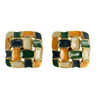 A Pair of Vintage Checkerboard Clip Earrings