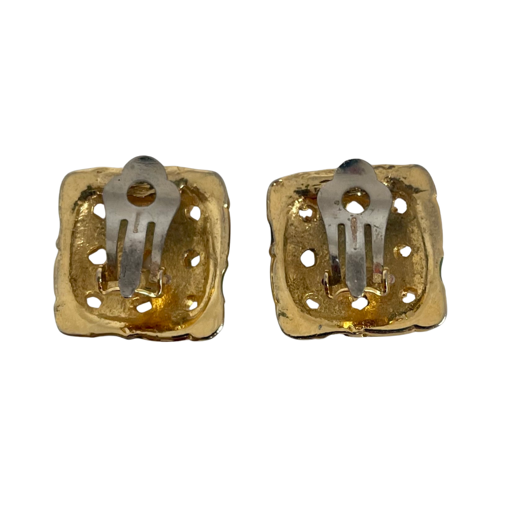 A Pair of Vintage Checkerboard Clip Earrings