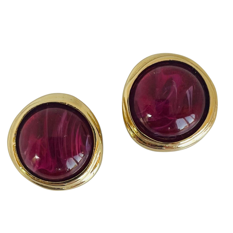 A pair of Vintage Christian Dior Faux Ruby Clip On Earrings