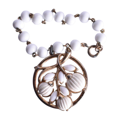 Rare 1950s Crown Trifari White Apple Bracelet, Alfred Phillipe Era