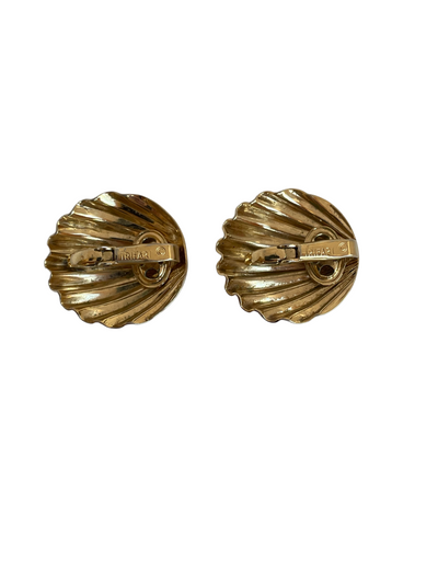 A pair of Vintage Trifari Shell Clip Earrings