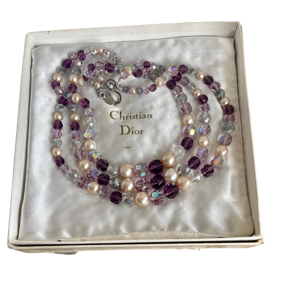 Vintage Christian Dior Amethyst and Pearl Necklace, late 1950s