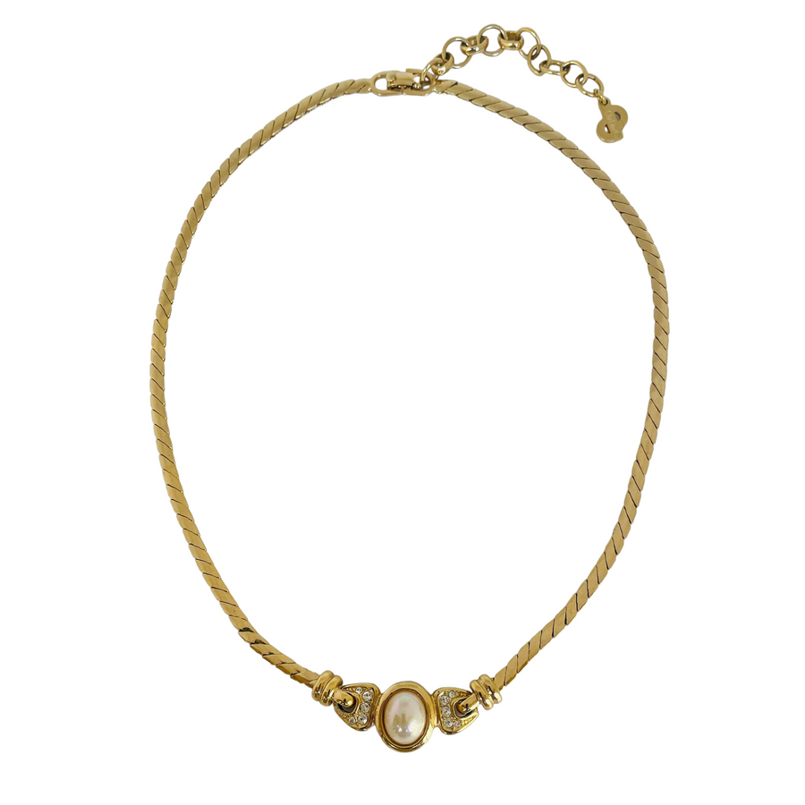 A Christian Dior Vintage Necklace with Faux Mabe Pearl Centrepiece