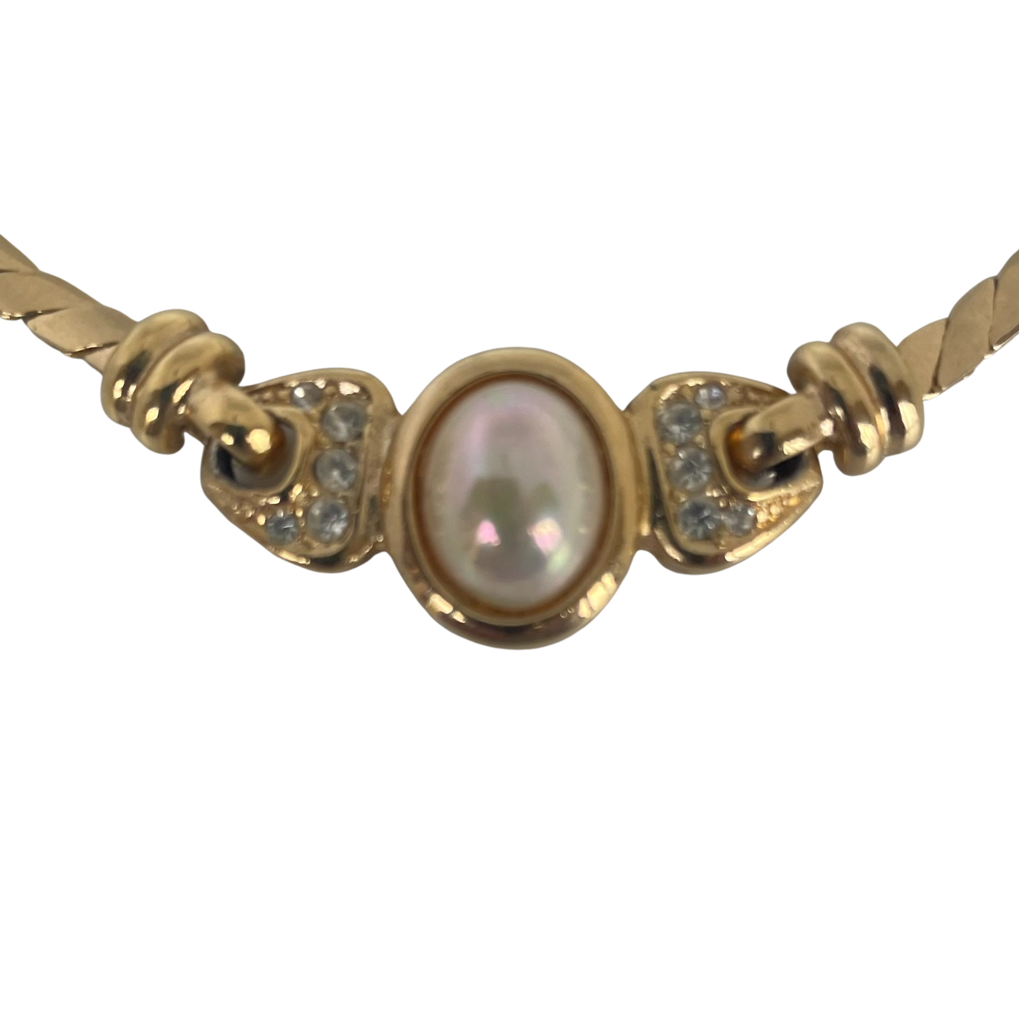 A Christian Dior Vintage Necklace with Faux Mabe Pearl Centrepiece