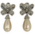 A Pair of  Vintage Christian Dior Crystal Bow Clip Earrings With Drop Faux Pearl