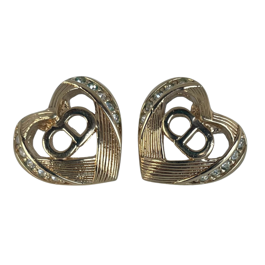 A pair of Dior CD Heart Earrings for Pierced Ears