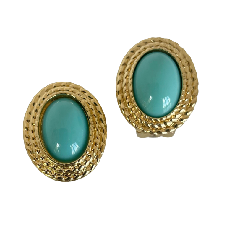 A pair of Vintage Christian Dior Faux Turquoise Clip On Earrings