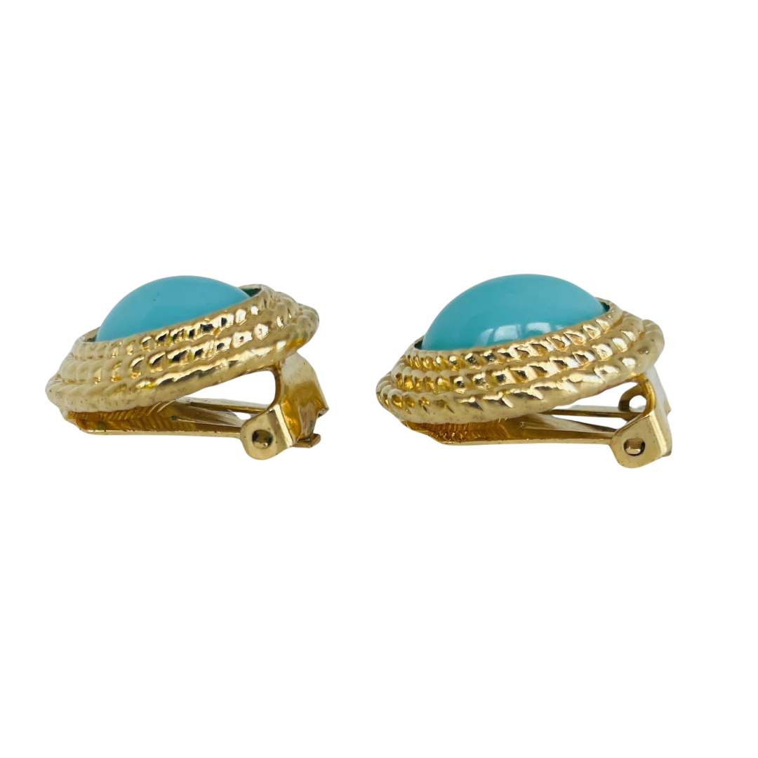 A pair of Vintage Christian Dior Faux Turquoise Clip On Earrings