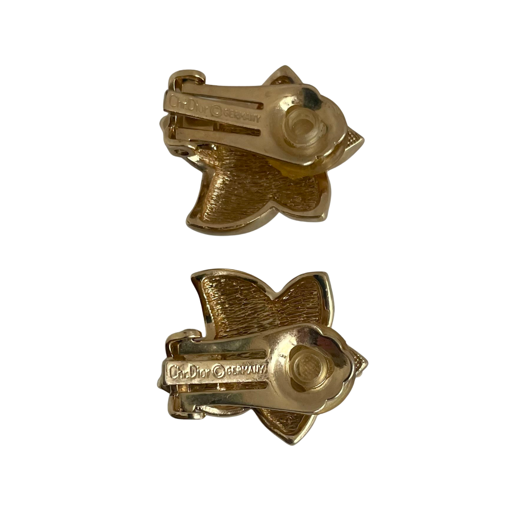A pair of  Vintage Christian Dior Flower Clip Earrings