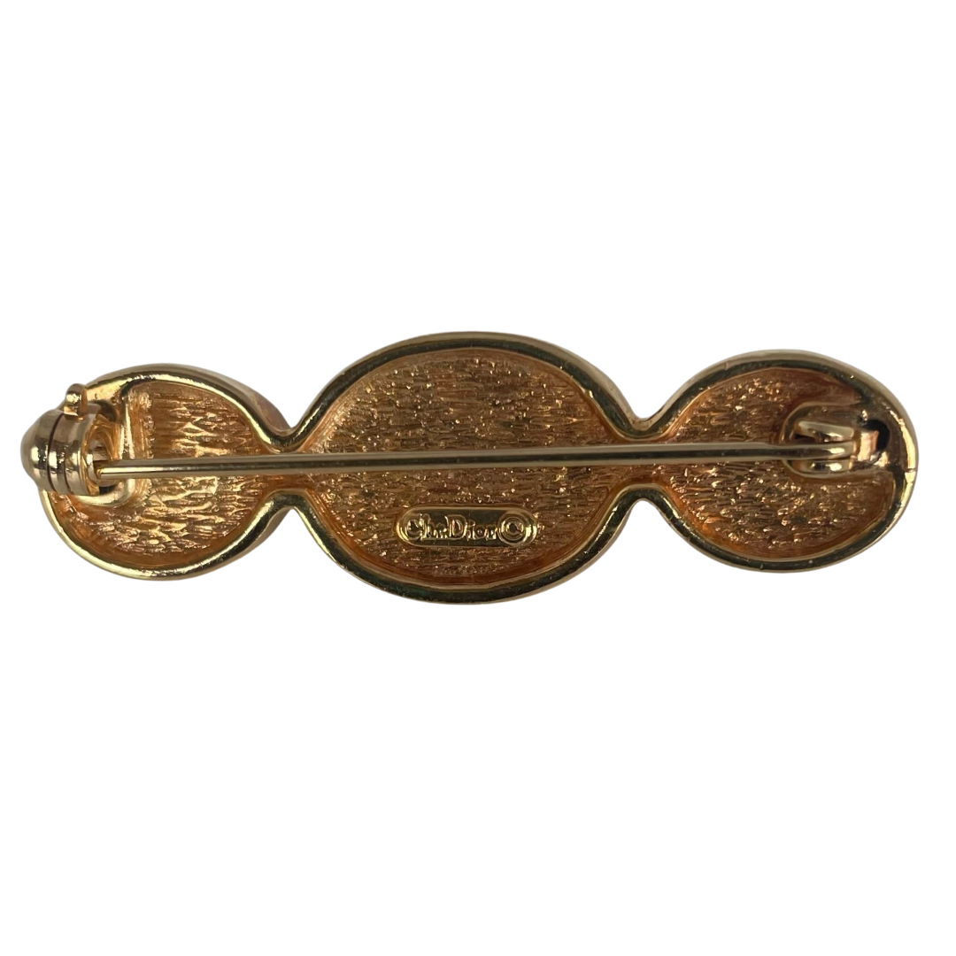 A Vintage Christian Dior Gold Plated Triple Faux Pearl Brooch