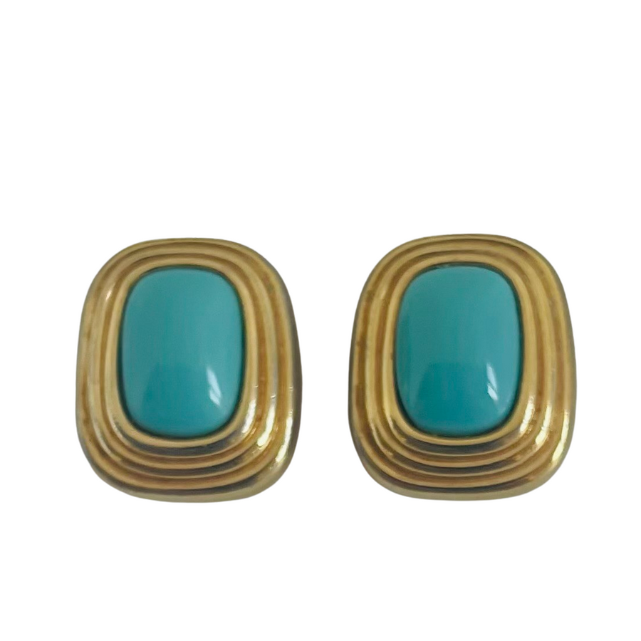 A pair of Vintage Christian Dior Turquoise Gripoix Clip On Earrings