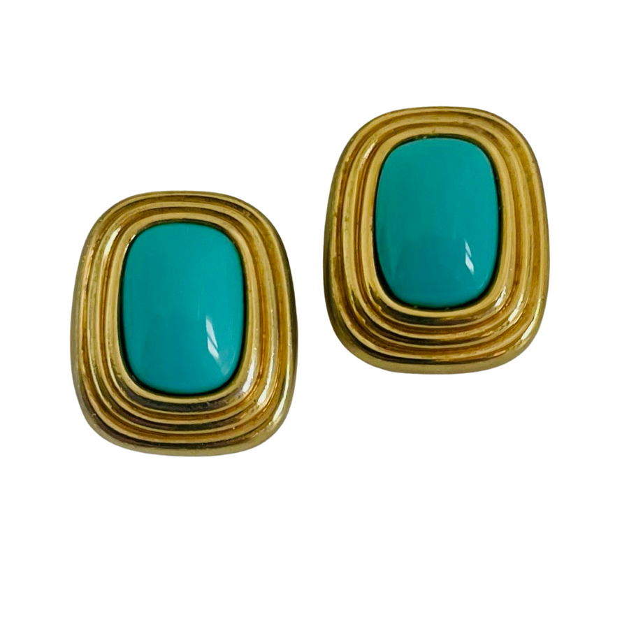 A pair of Vintage Christian Dior Turquoise Gripoix Clip On Earrings